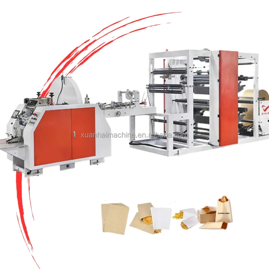 ماكينة تصنيع أكياس ورقية صغيرة بقاعدة على شكل حرف V وتصميمات مخصصة حسب الطلب ماكينة تصنيع أكياس ورقية لطعام صغيرة
