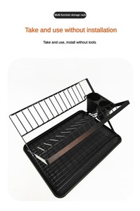 Metal katlanır bulaşıklık çanak standı depolama tutucu 2 katmanlı bulaşık kurutma rafı ile mutfak eşyası süzgeç - Product Image 6