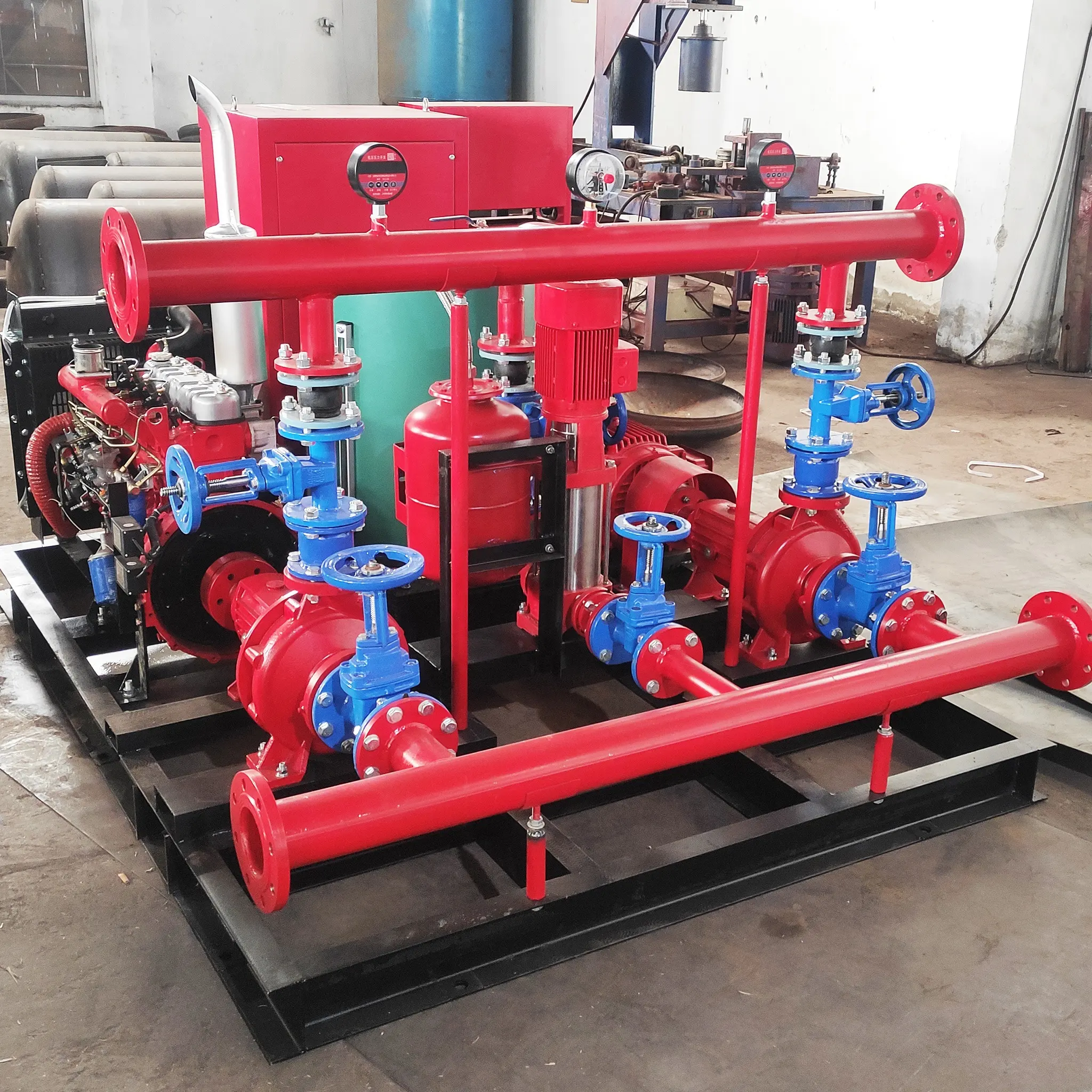 Intelligent Control of Fire Fighting Water Supply Pumping Stations Cast Iron Heavy Duty Diesel Engine Belt Drive Max 400m3/h 100