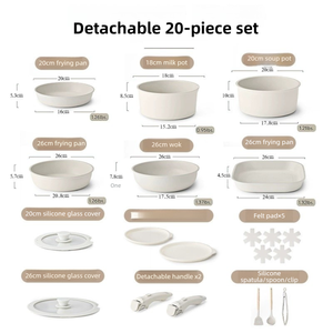 Chất lượng cao 20-mảnh đá Granite trắng đồ nấu nướng bằng đá chảo và chậu không dính lớp phủ chậu đặt cho nhà bếp nấu ăn - Product Image 6