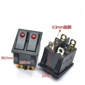 Микрокнопочный тумблер, 6 контактов, двойной глазок, 16 А, 250 В, 3 ККД - Product Image 3