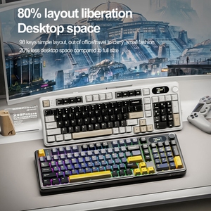 Attacco Shark X98pro Full-Key Hot Swappable guarnizione RGB programmazione personalizzata tre modalità Gamer Gaming tastiera meccanica - Product Image 3