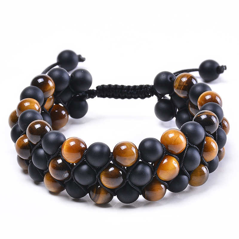 Onyx mat et œil de tigre multicolore