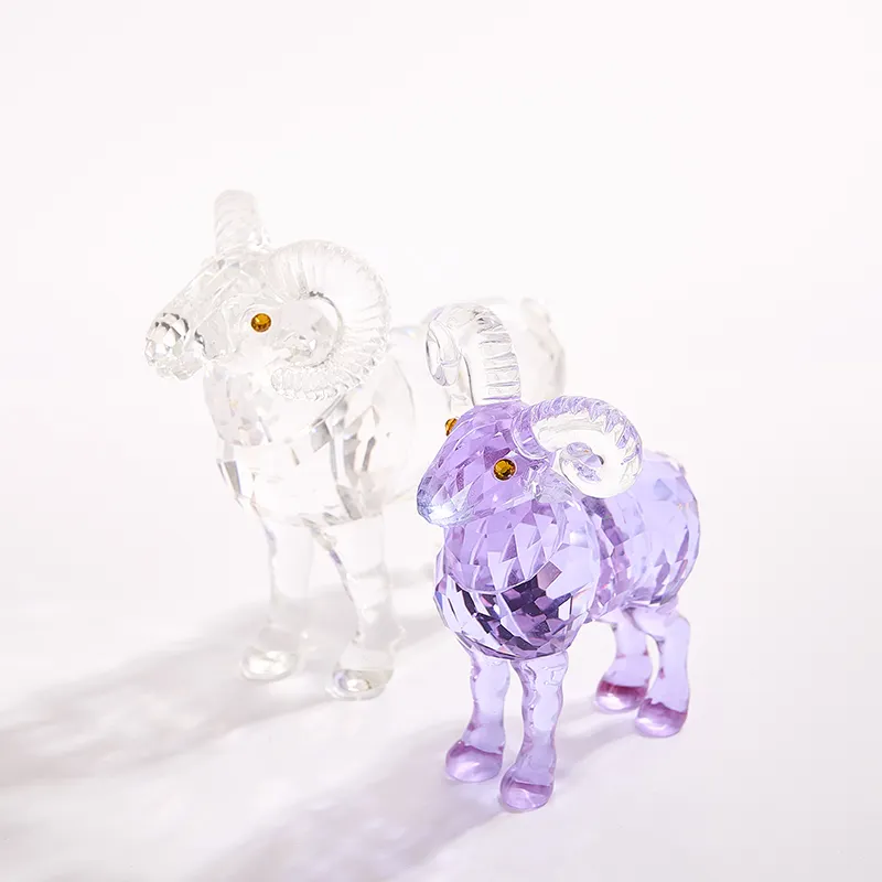 Brillante alta calidad K9 cristal cabra Animal doce signos del zodiaco chino adorno de cristal Decoración de mesa
