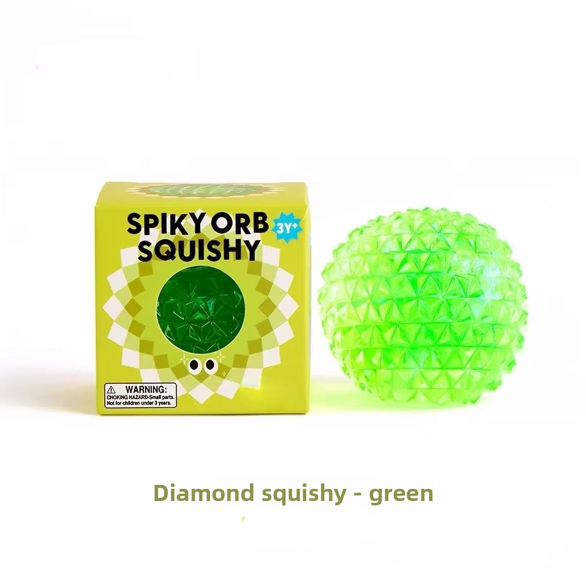 Bola de diamante verde en caja.