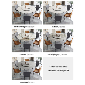 Nordic Dining <strong>Table</strong> <strong>Expandable</strong> Rock Slab <strong>Square</strong> and Round Italia Marble White Dining <strong>Table</strong> and Chair Set - Product Image 5