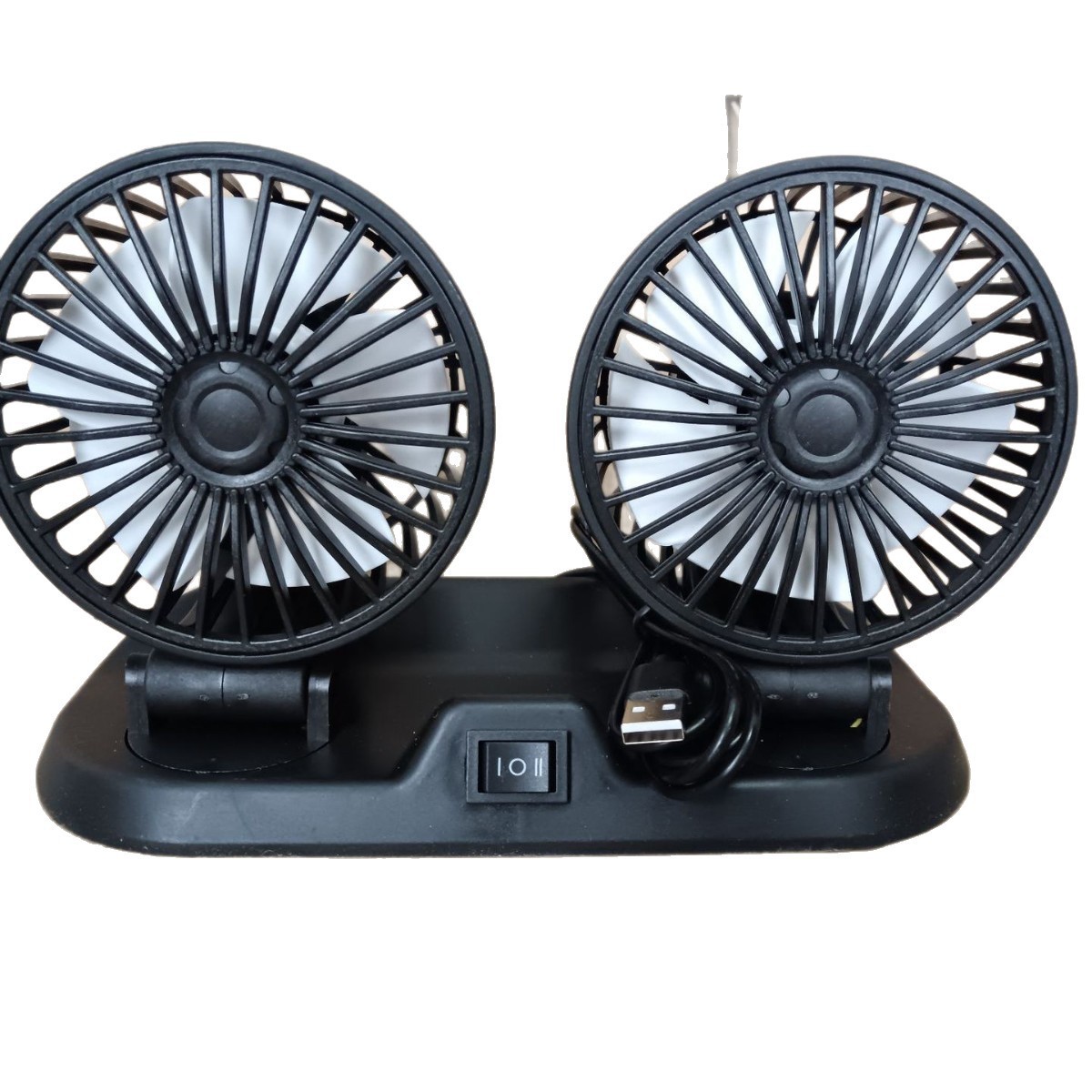 Ventilador de doble cabezal con enchufe ABS