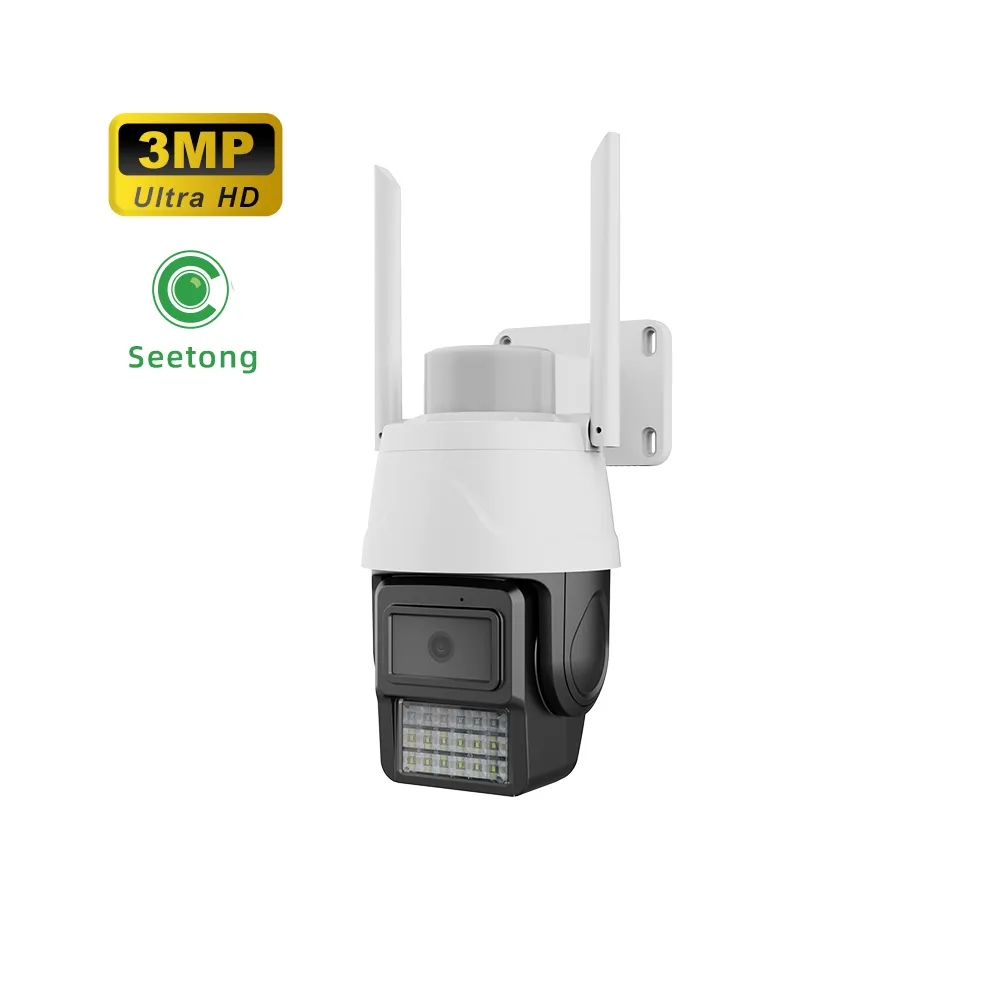 Caméra IP HD extérieure 3MP Seetong PTZ Sécurité CCTV Détection humaine Caméra de surveillance à ampoule externe