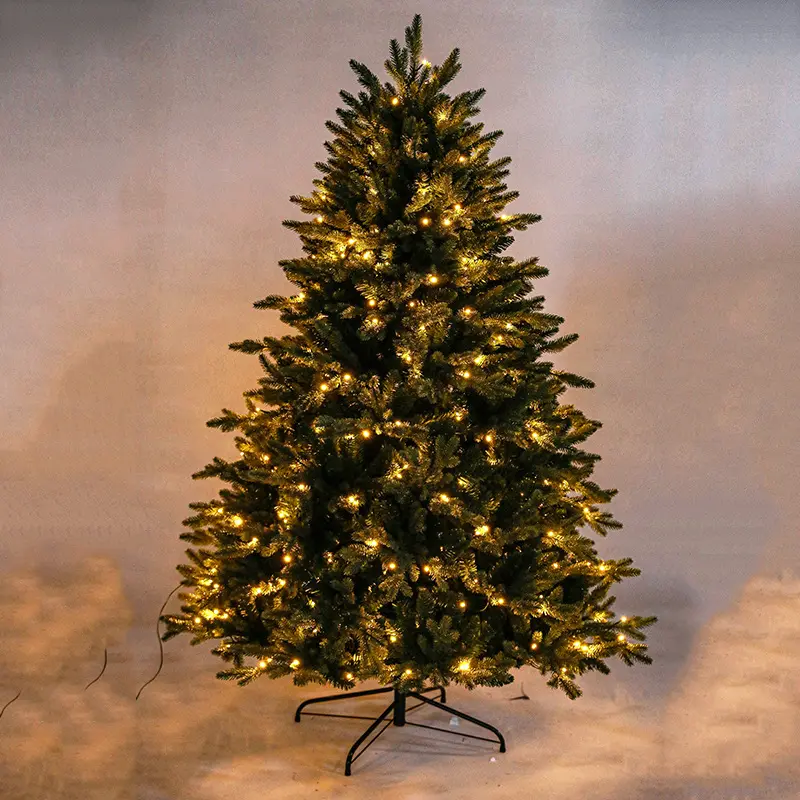 Albero di natale decorato artificiale facile da montare con supporto in metallo decorazione per la casa foglie verdi albero da 180 Cm decorazioni natalizie
