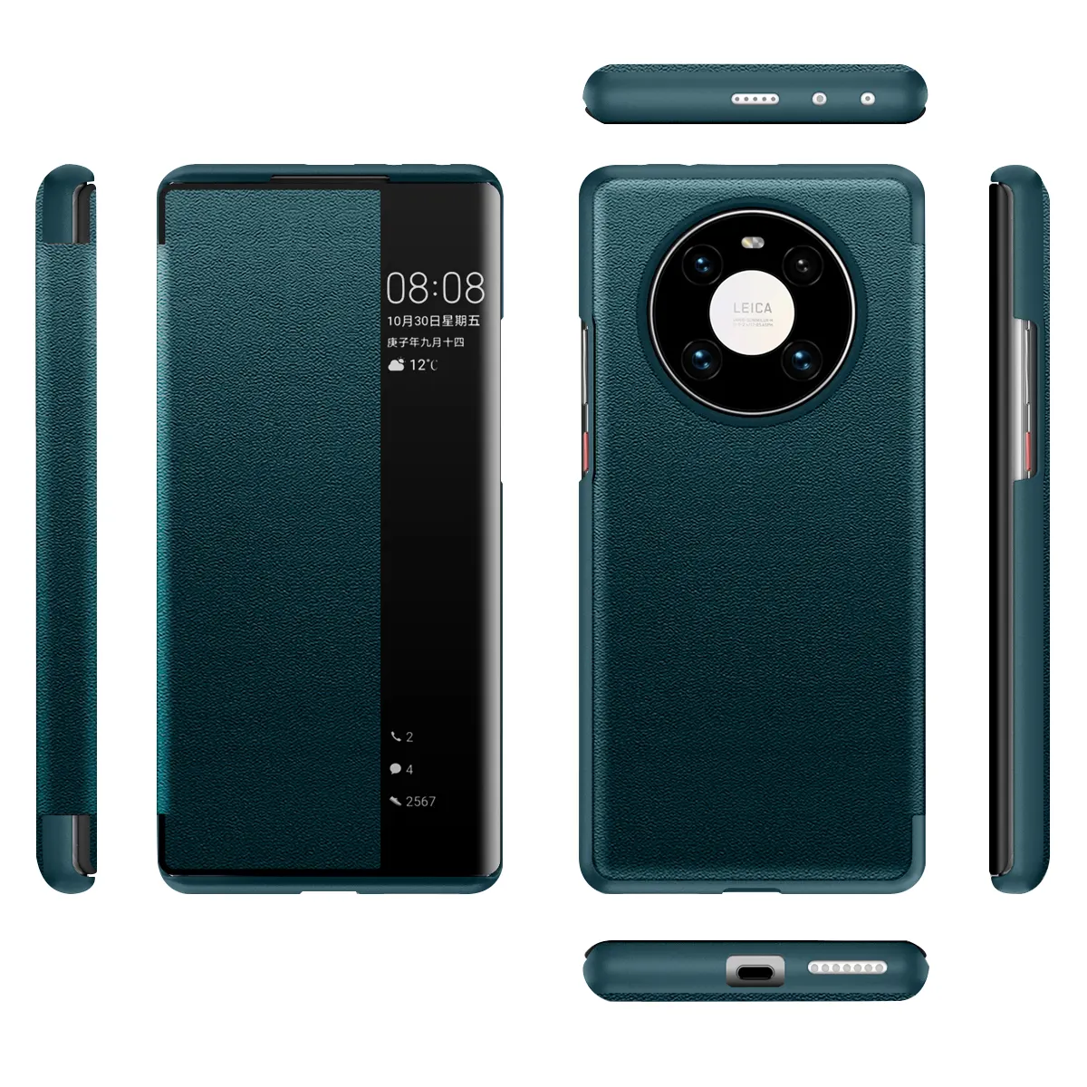 Huawei Mate 40 Pro sang trọng da xem đứng lật Bìa trường hợp Gương thông minh Leyi PU da kinh doanh điện thoại di động Trường hợp 7 ngày