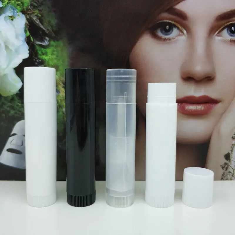 Kosmetischer Proben behälter 5ml Diy leere Lippenstift flasche Lip gloss Tube Transparent Schwarz Weiß Balsam Tube Behälter mit Deckel