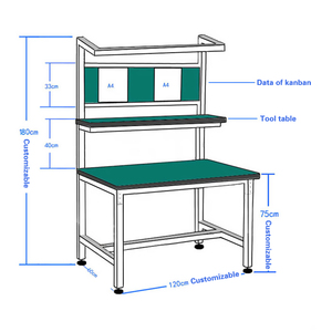 Banco de trabajo de embalaje antiestático personalizado, mesa de trabajo de inspección de línea de montaje de taller de fábrica - Product Image 1