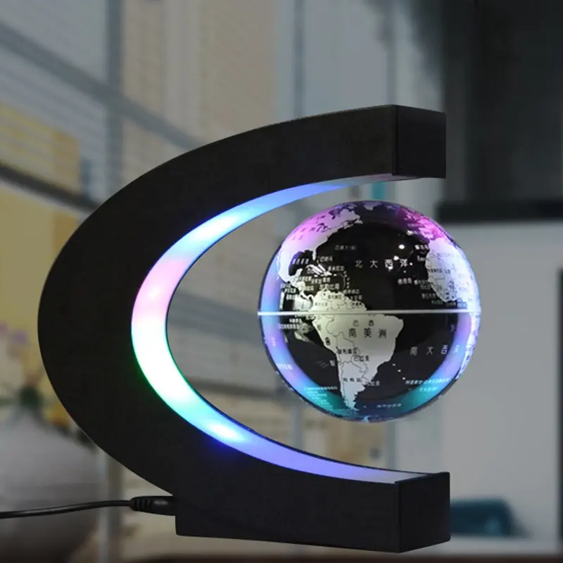 Globe magnétique rotatif de 3 pouces Nouveauté en forme de C Mova Moon Magnetic Floating Levitation Spinning Revolving Perpetual Motion Globe