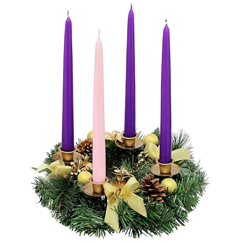 Wholesale restaurant tabletop decorations 30cm christmas candelabra christmas candle holder wreath with pinecone
