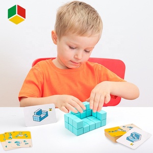 QS Toy Kid Education Toy Colored Wooden Preschool Puzzle Game <strong>Building</strong> Model <strong>Blocks</strong> Easy 3D <strong>Pattern</strong> Play Brick Tower - Product Image 1