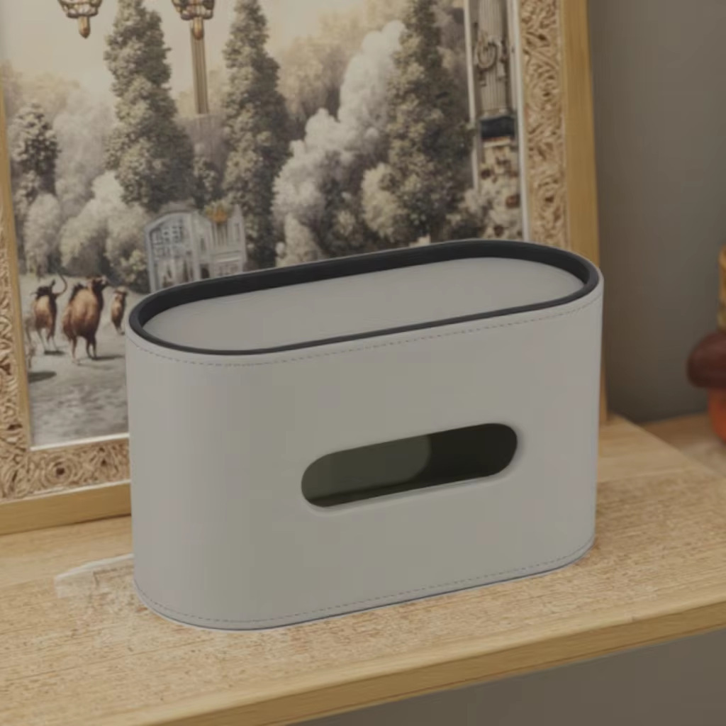 Oval tissue box-elegant grey