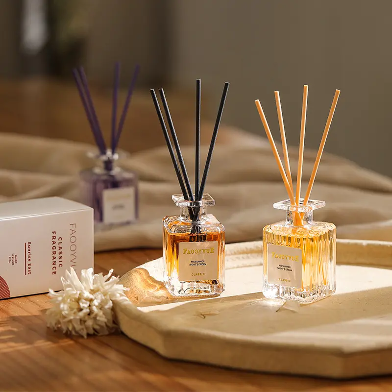 New Arrival 50ML Home Decor Perfume Fragrance Natural Essential Oil Reed Diffuser With Aroma Stick