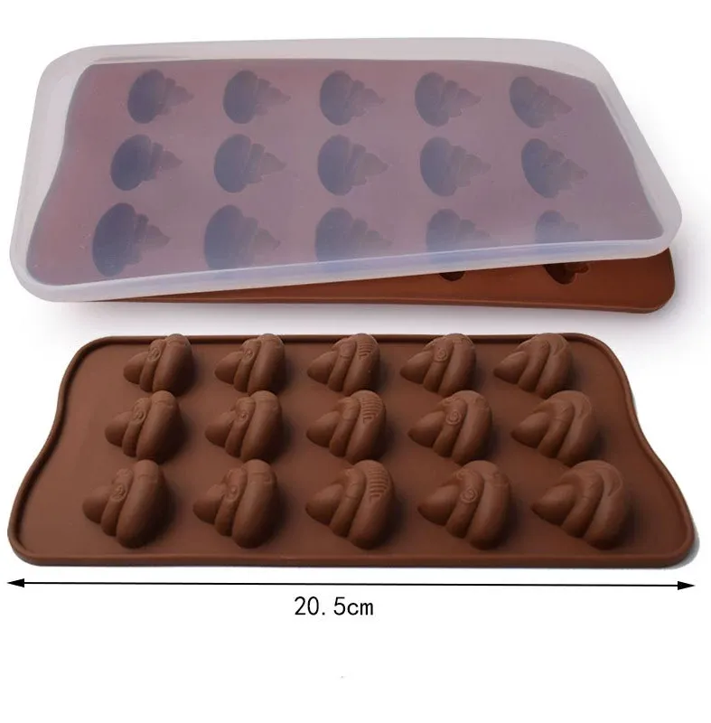 Utensílios para decoração de bolo, conjunto de 15 cavidades de cocô de porco com sorriso de silicone para decoração de bolo, doces e chocolate