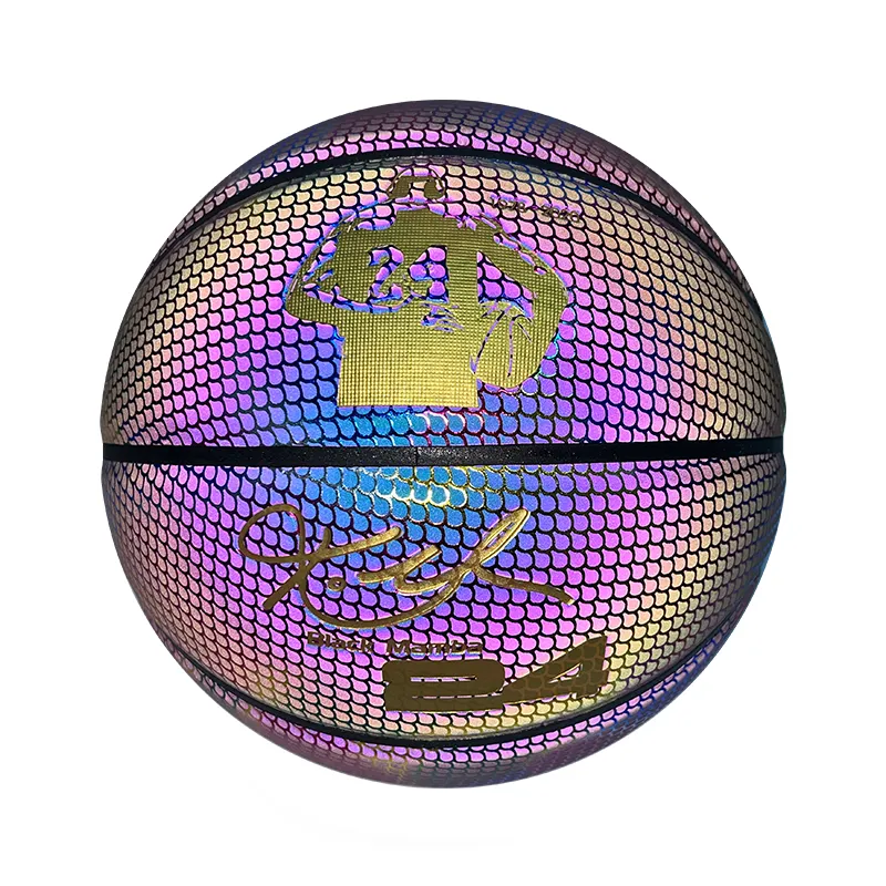 Custom Logo Official Size 29.5 Glow in Dark Reflective Leather Basketball Size 7 PU/PVC Material Factory Price