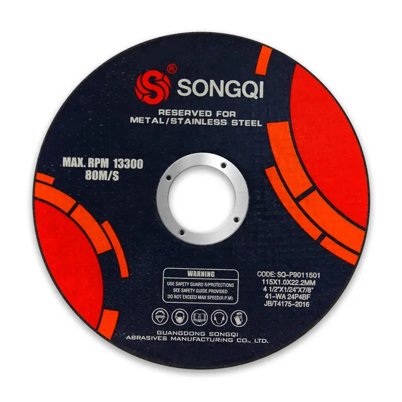 SONGQI 4 1/2 Zoll 115 mm Metallschneidscheibe Abrasivierwerkzeuge Schneidrad für SS/Eisen mit Großhandelspreis