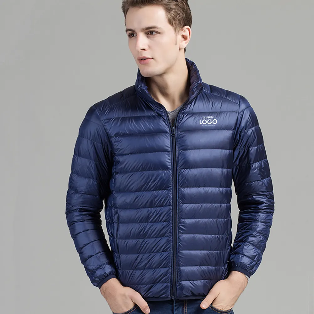 Chaqueta acolchada de plumón impermeable para hombre y mujer, chaqueta con estampado OEM, impermeable, Color azul cálido, Unisex