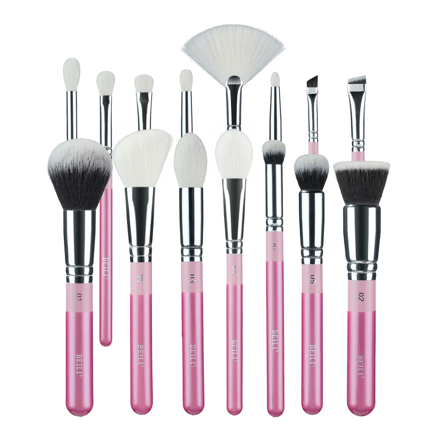 BEILI Luxury Professional Pink Makeup Brushes Set Private Label 15Pcs Custom Microcrystalline Silk Synthetic With Instruction