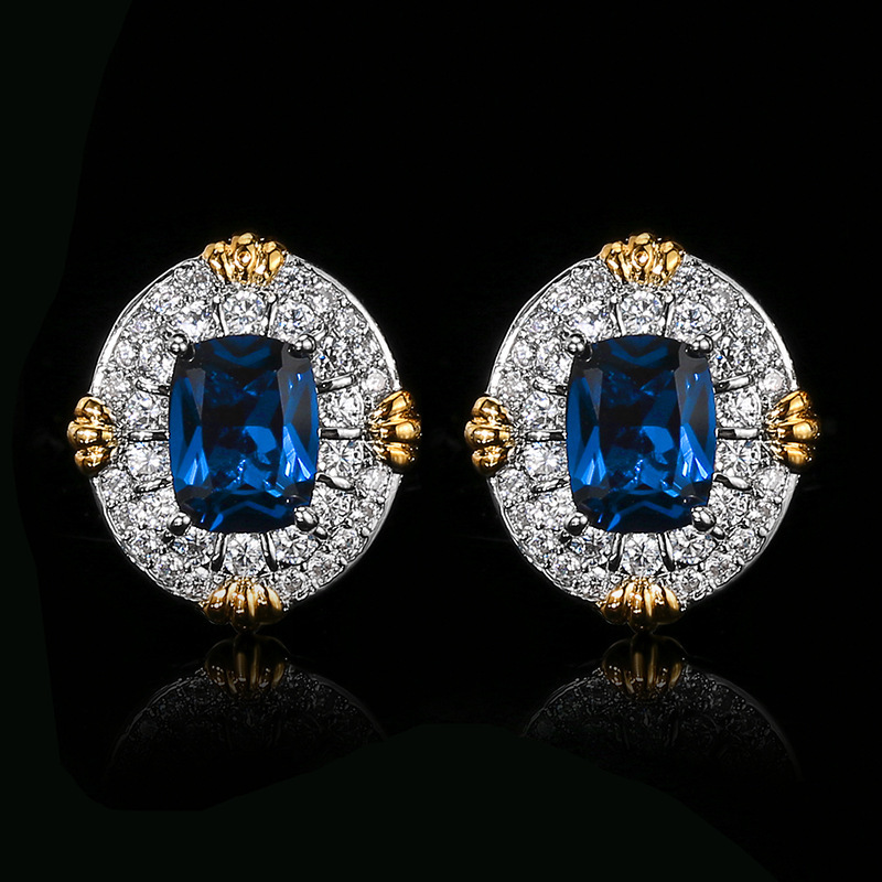 Boucles d'oreilles en cristal pointu bleu