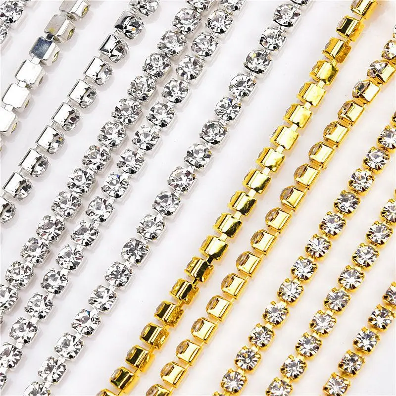 Diseño de moda Recorte de diamantes de imitación para vestido Crystal AB Rhinestone Banding SS6 y SS8