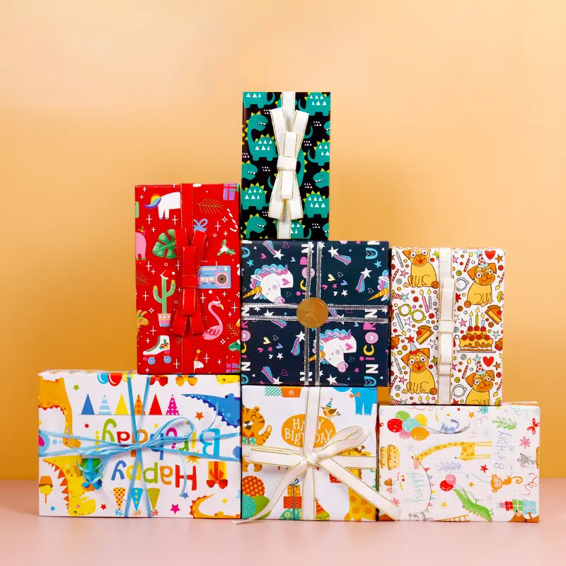 Grosir 50*70cm kertas pembungkus Hadiah kertas gulung tisu natal ulang tahun kartun untuk Pengemasan