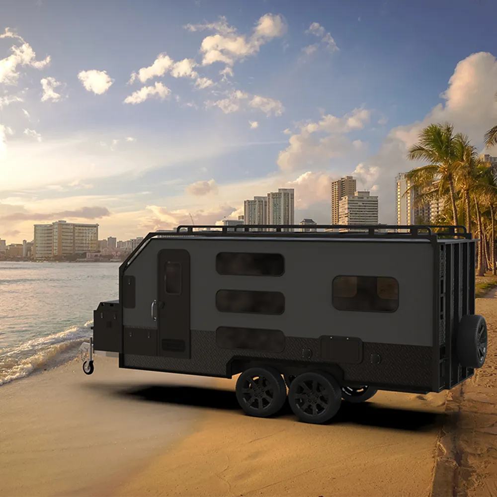 Diskon Besar Mainan Trailer Camper Hibrid Offroad Karavan Keras Atas Standar Australia Hauler 18FT Peralatan Berkemah Luar Ruangan untuk Dijual