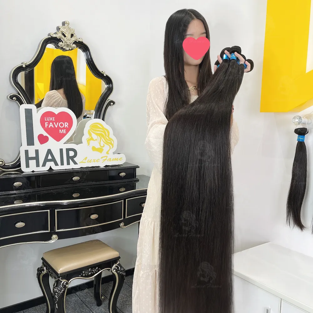 Muestra gratis de cabello a granel de doble estiramiento Vietnam, tejido de cabello de grado 11 13a de 34 pulgadas, cabello virgen a granel de envío rápido de Temple