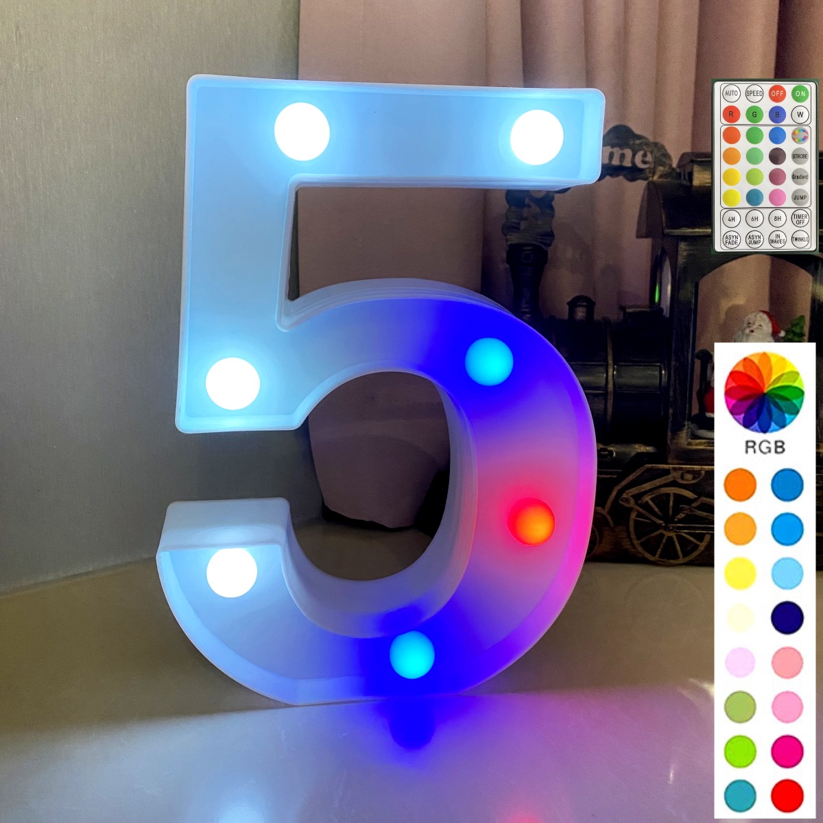 Colorful synchronous remote control white bottom letter: 5