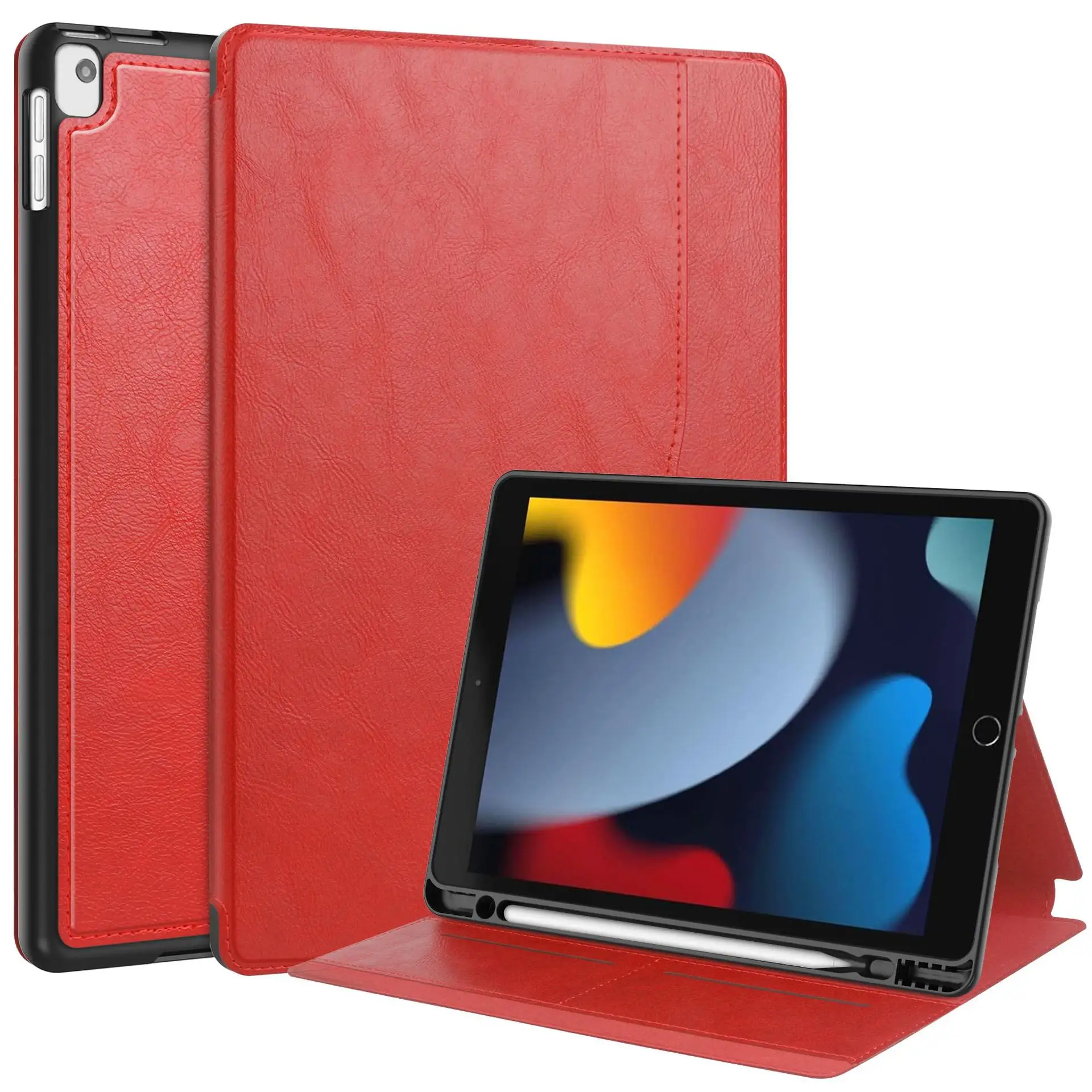 Crazy horse casing sampul cerdas tablet Folio bisnis kulit PU untuk ipad 7/8/9 10.2 inci