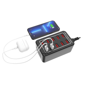 10端口智能ic识别USB充电器50W QC3.0支持5V/1A/2.4A输出多端口手机充电器
