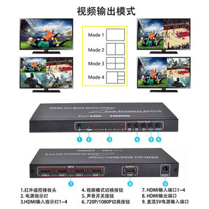 フルHDhdmiマルチビューア1080P4x1クワッドHDMIマルチビューア4入力1出力 (シームレススイッチ付き) - Product Image 6
