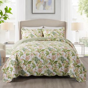 Bán Buôn Màu Xanh Lá Cây Lá Và Hoa Đảo Ngược Mềm Nhẹ Khăn Trải Giường Trải Giường Cho Tất Cả Các Mùa - Product Image 3