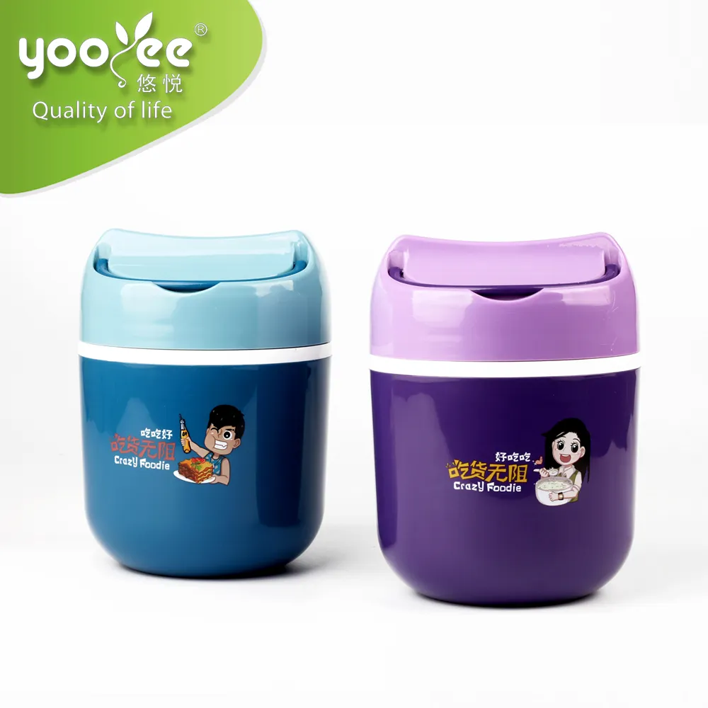 Geïsoleerde Voedsel Warmer Container Opbergdozen & Bins Thermische Lunchbox Plastic Ronde Aangepaste Logo Moderne Multifunctionele