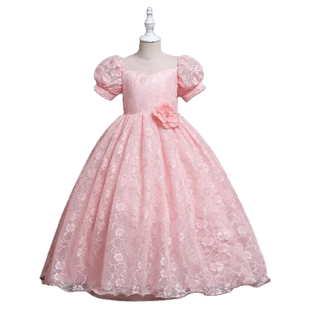 Abito da sposa rosa di buona qualità abiti da sera eleganti per ragazze di 10 anni vestito da ragazza di fiore per bambini