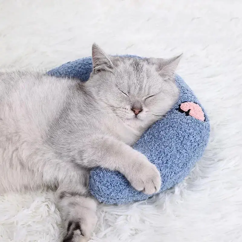 Waschbares flauschiges Haustier-Beruhigungs-Spielzeug halber Donut U-Form Linderung Schlafen verbessern Haustier-Kissen für Katzen Hunde