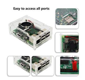 Raspberry Pi 3 Modelo B Plus, Kit de placa + adaptador de corriente 3A + funda acrílica + enfriador + Cable para Raspberry Pi 3 B +