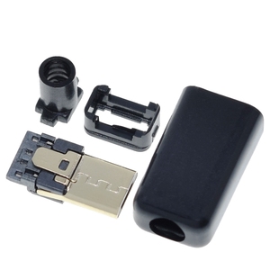 TZT微型USB 5针焊接型公插头连接器充电器5P USB尾部充电插座4合1白黑