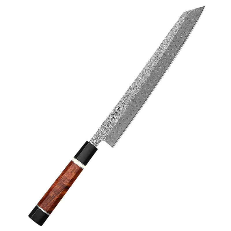 Couteau de cuisine japonais en acier damas Kiritsuke bunka 110 couches avec manche en bois de fer du désert