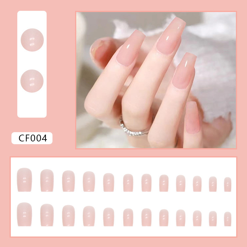 Cf004 : Faux ongles carrés rose poudré - à coller