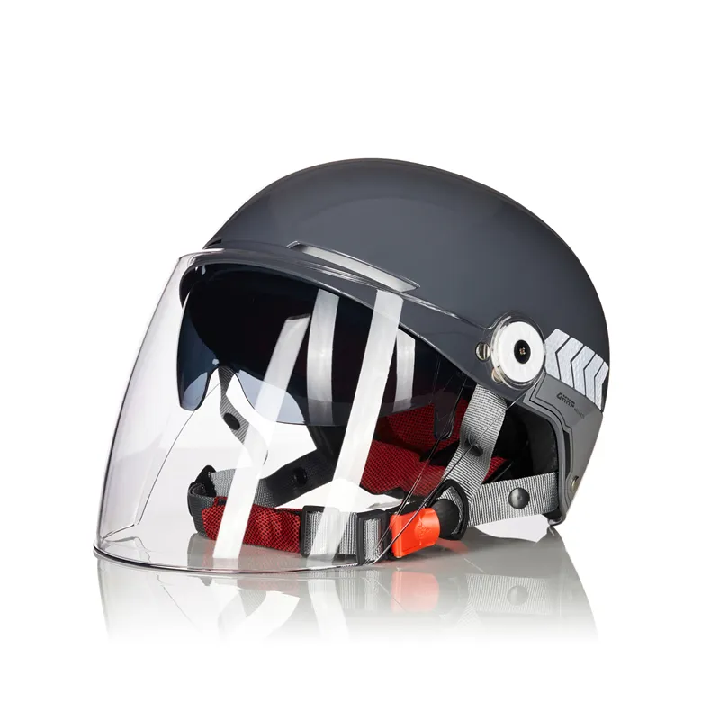 Groothandel 3/4 Half Motorcross Helm Abs Open Gezicht Motorhelm Met Dubbele Zonneklep