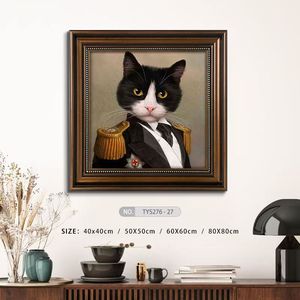 Yüksek kaliteli kedi yağlıboya tarzı duvar dekor taklit rönesans başyapıtları ile özel çerçeveli tuval - Product Image 3