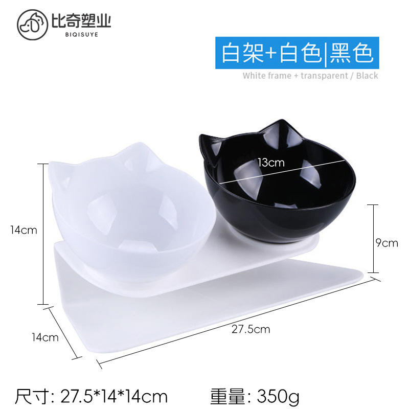 Cuenco doble blanco y negro-base blanca