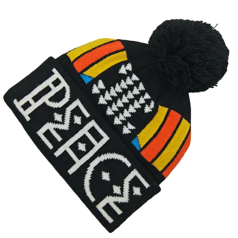 Gorros tejidos con logo de jacquard para bebé, unisex, 100% acrílico, gruesos, cálidos, para invierno