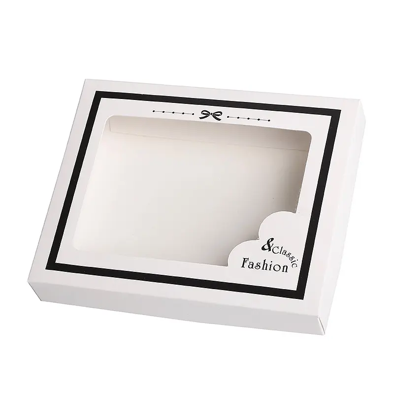 صندوق أبيض مطبوع مخصص من IMEE بسعر الجملة صندوق قابل للطي للمستحضرات التجميلية والملابس الداخلية والمناشف والقماش الفاخر بغطاء شفاف