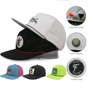 HS16 Unisex Adult <strong>5</strong> <strong>Panel</strong> White Polyester Nylon Mens Structured <strong>Two</strong> <strong>Tone</strong> Surf Caps Snapback Custom Golf Rope Dad Trucker Hat - Product Image 1