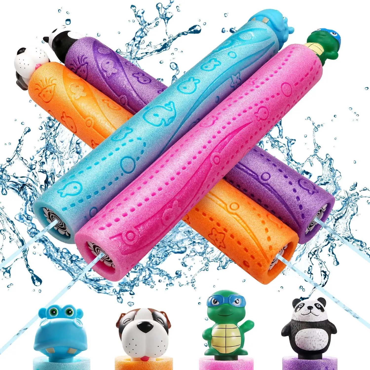 Kartun Air Squirter untuk Anak-anak 4 Pack 35Ft Rentang Penembak Air, Musim Panas Kolam Renang Pantai Luar Ruangan Air Mainan untuk Anak-anak